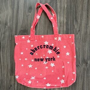Y2K Abercrombie Pink Coral Star Print Canvas Tote Bag